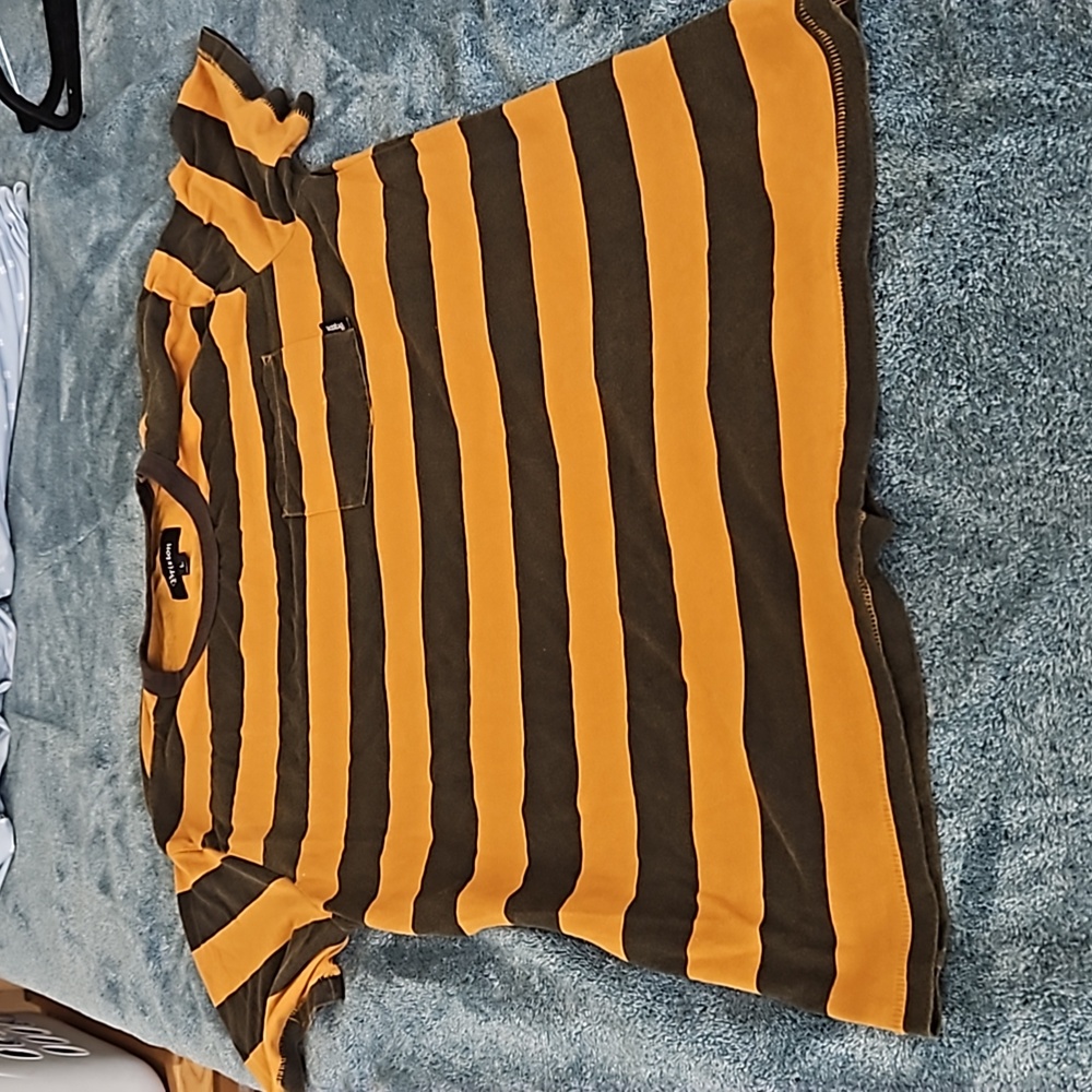 Brixton, EUC, Striped Short Sleeve T-Shirt, Left Side Pocket, Large